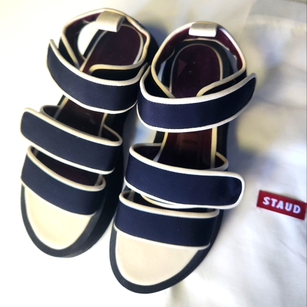 NWOB STAUD Women's Crew Sandals with Velcro Straps Dust Bag Included